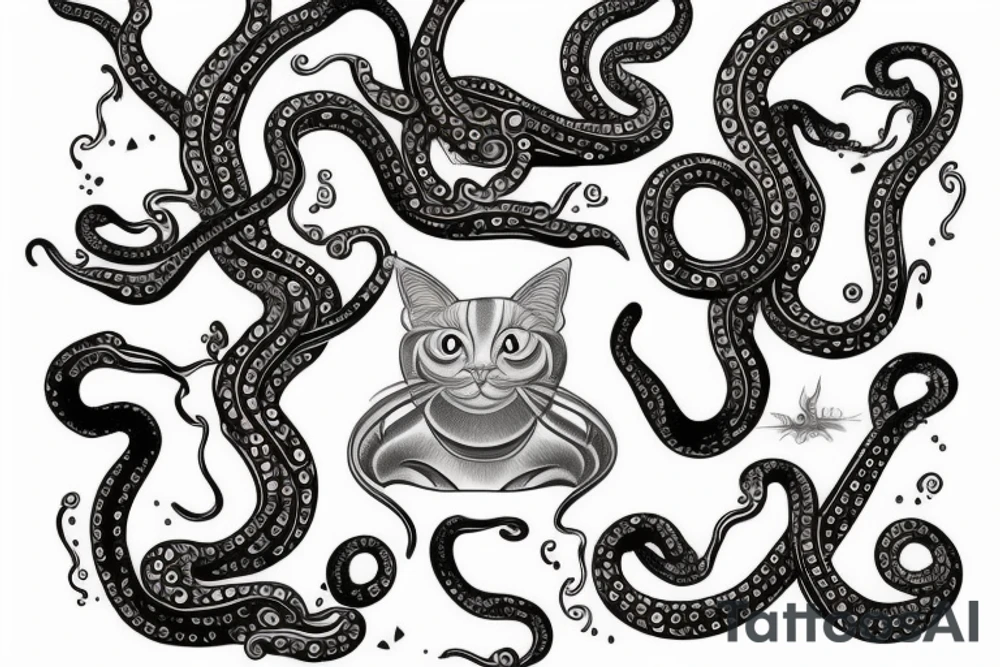 Siamese cat with tentacles tattoo idea