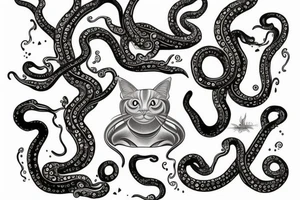 Siamese cat with tentacles tattoo idea