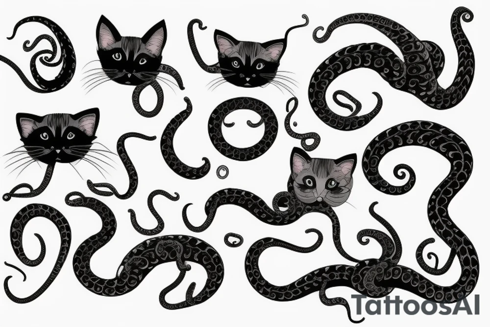 Siamese cat with tentacles tattoo idea