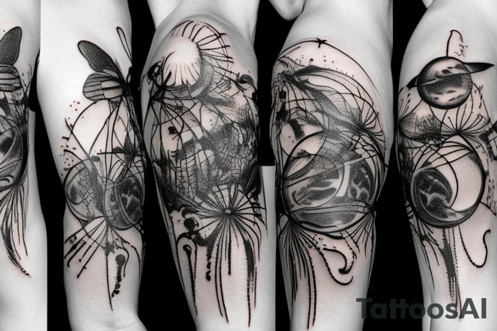 mosquitoes, planets, DNA and plants tattoo idea