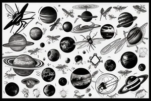 mosquitoes, planets, DNA and plants tattoo idea