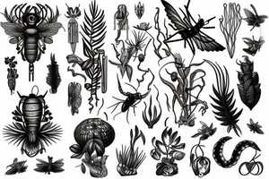 A mosquito between plants and DNA tattoo idea