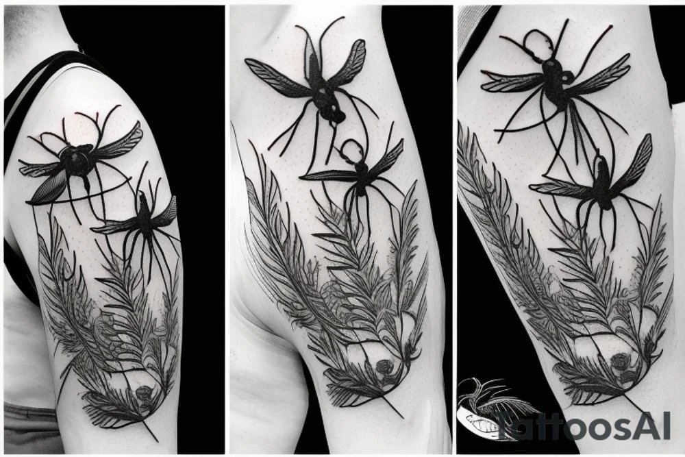 An Anopheles mosquito between plants and DNA tattoo idea