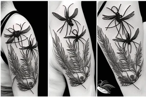 An Anopheles mosquito between plants and DNA tattoo idea
