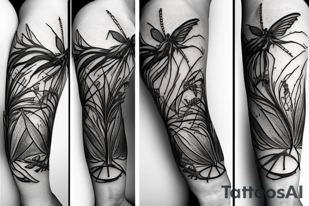An Anopheles mosquito between plants and DNA tattoo idea