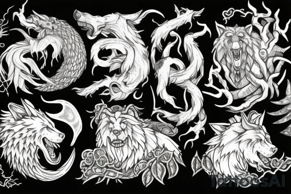 Yggdrasil mit der Midgardschlange und Fenrir tattoo idea