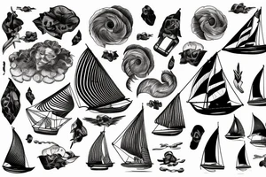 Windjammer auf hoher See und Sturm tattoo idea