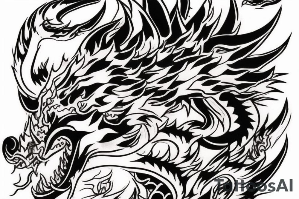 Okami wolf as a chinese dragon tattoo idea