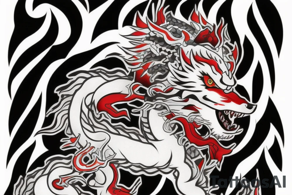 Okami wolf as a chinese dragon tattoo idea