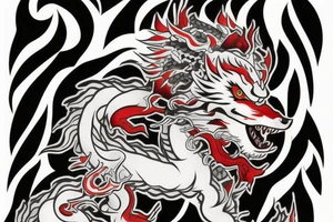 Okami wolf as a chinese dragon tattoo idea