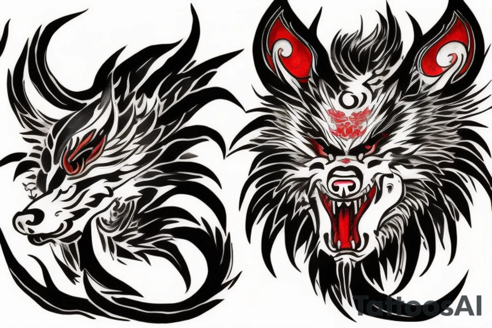 Okami wolf as a chinese dragon tattoo idea