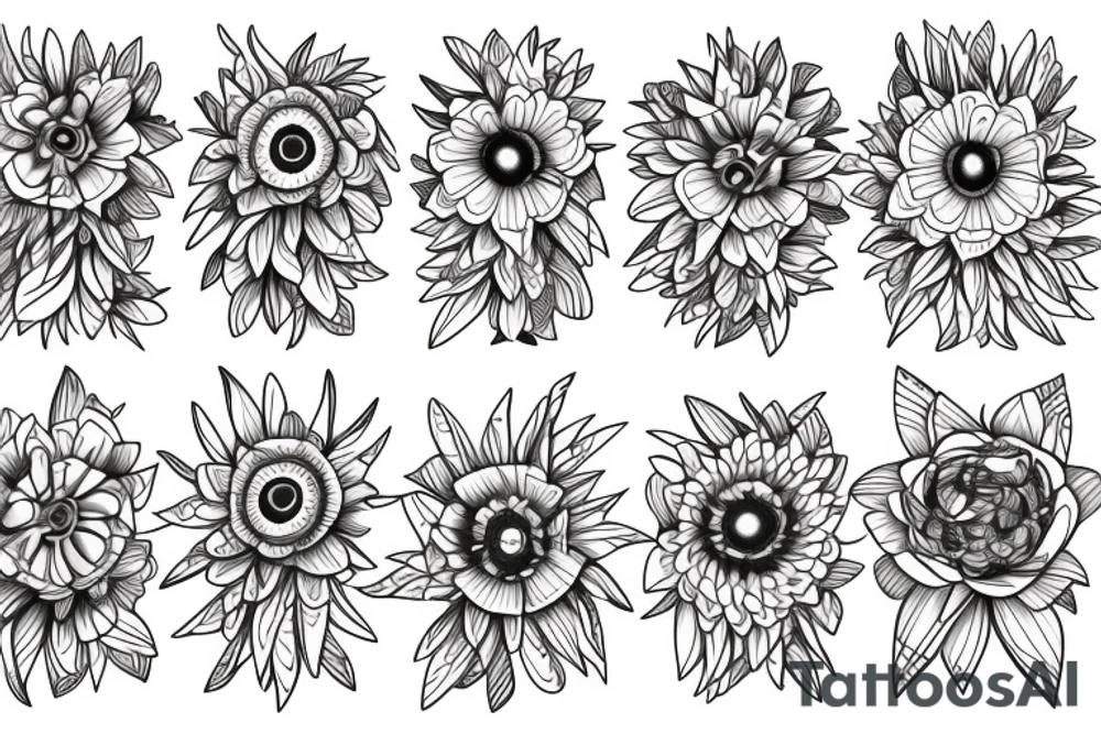 Daisy flower with dog ears tattoo idea