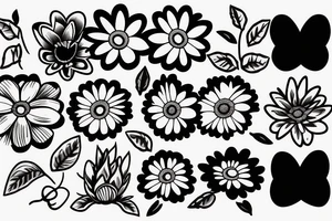 Daisy flower with dog ears tattoo idea