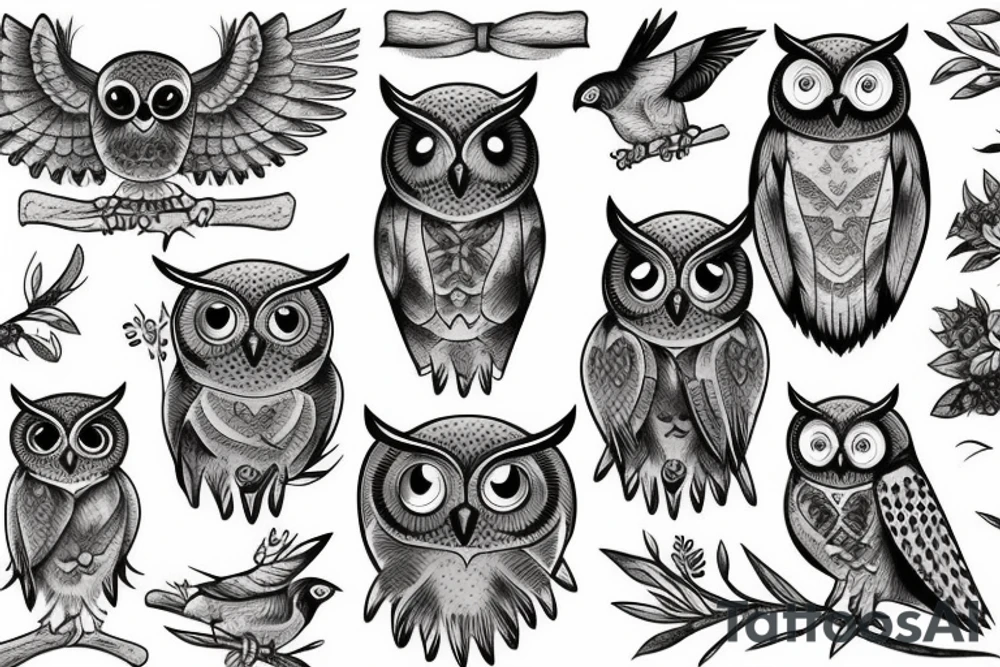 owl bird tattoo idea