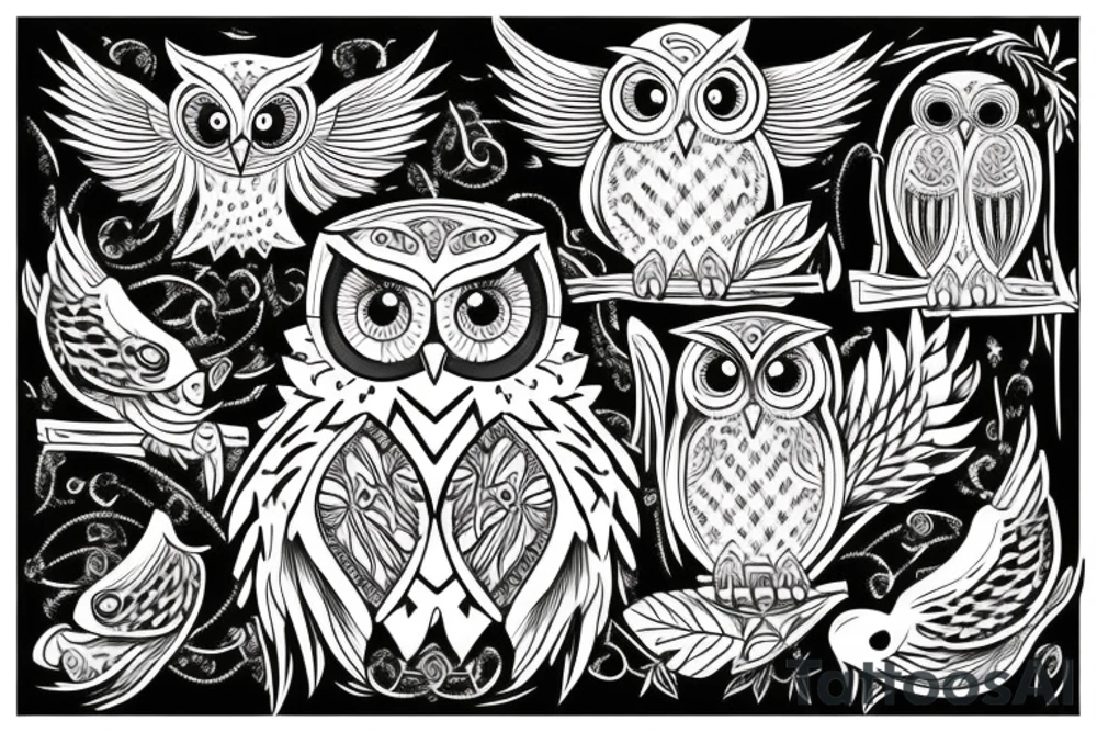 owl bird tattoo idea