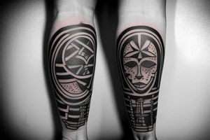 A tattoo on the forearm with thin black lines of Brinno holding a sword in the air tattoo idea