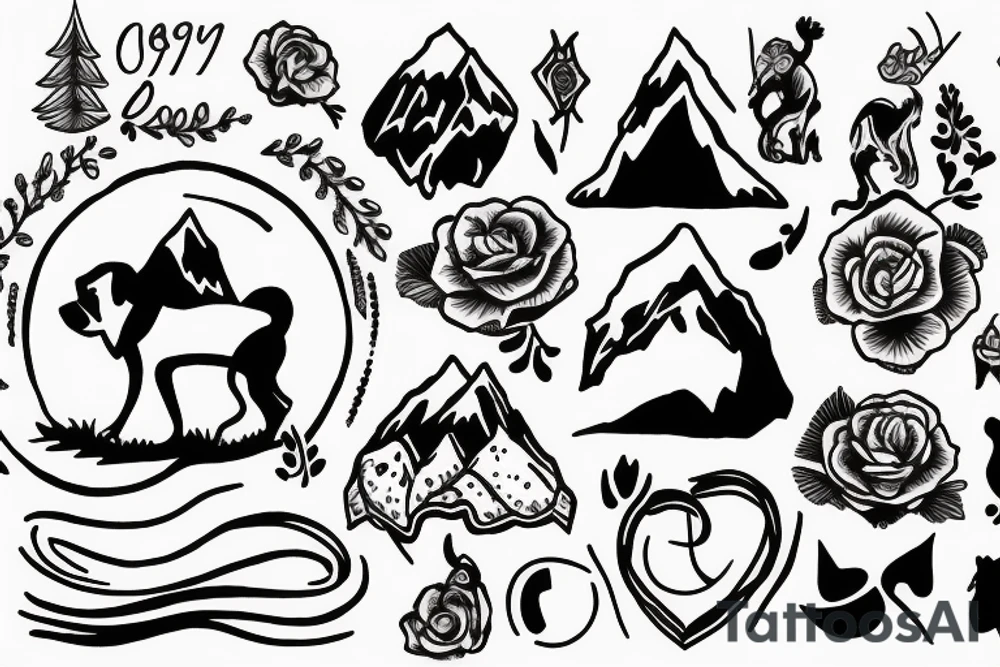 Simple wish seize mountain dog tattoo idea