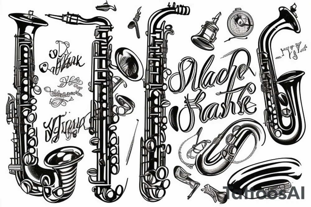 old vintage saxophone tattoo idea