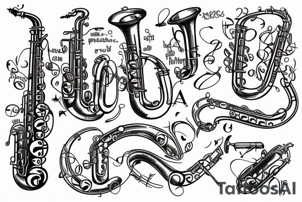 old vintage saxophone tattoo idea