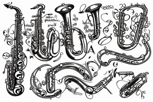old vintage saxophone tattoo idea