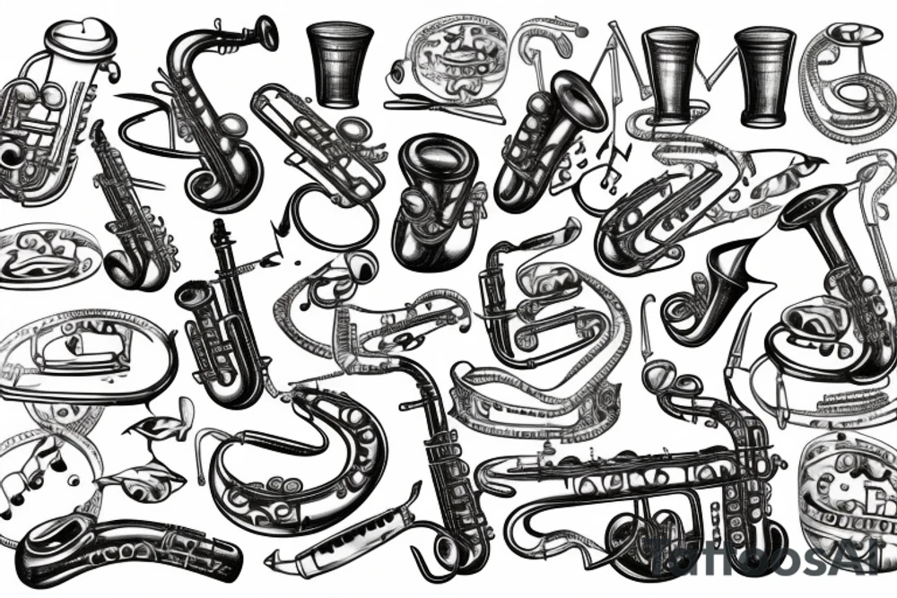 old vintage saxophone tattoo idea