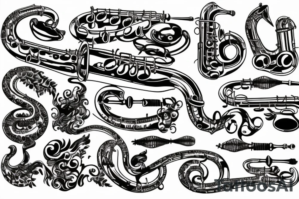 old vintage saxophone tattoo idea