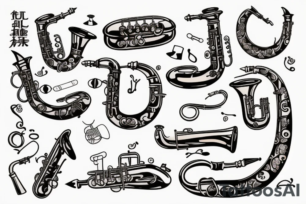 old vintage saxophone tattoo idea