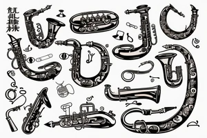old vintage saxophone tattoo idea