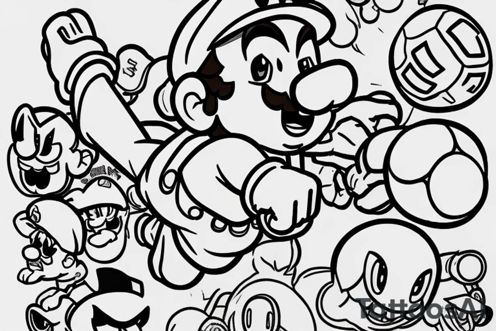 Super Mario playing Pokémon Go tattoo idea