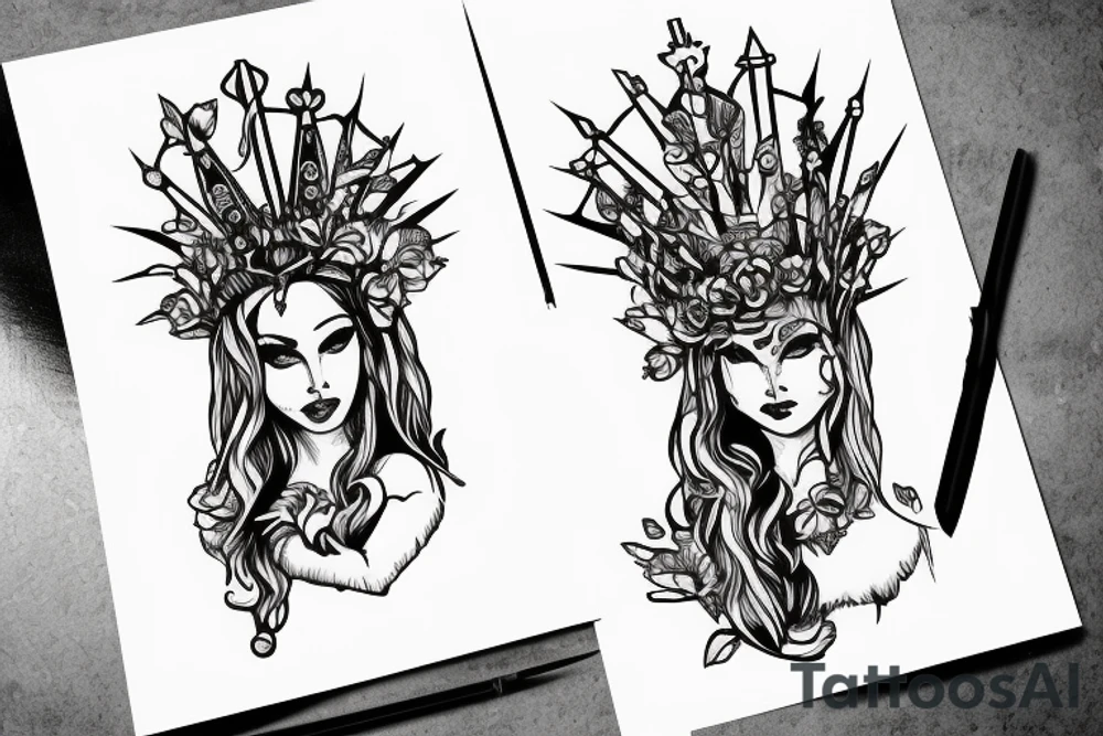 Ice Queen looking on the guillotine tattoo idea