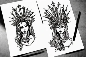 Ice Queen looking on the guillotine tattoo idea