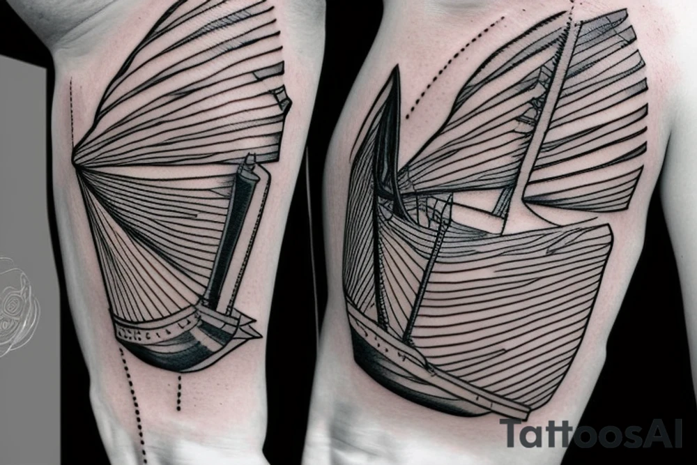 Man tatto sail , surf style trash tattoo idea