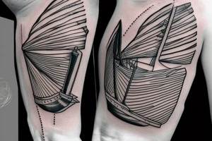 Man tatto sail , surf style trash tattoo idea