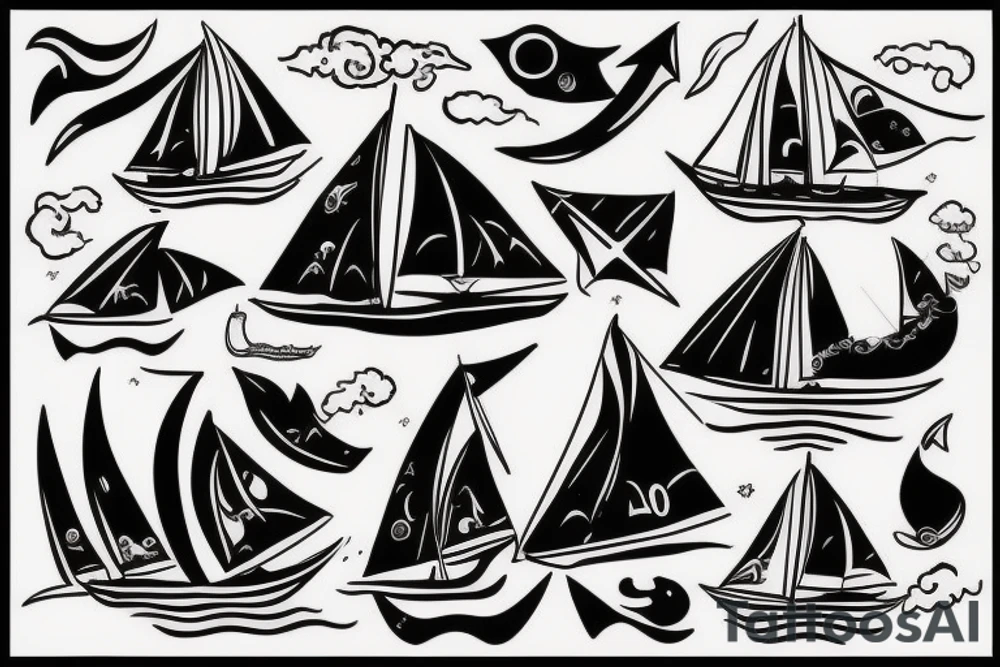 Man tatto sail , surf tattoo idea