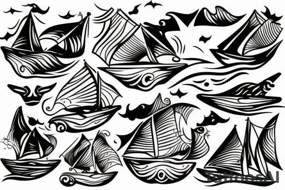 Man tatto sail , surf tattoo idea