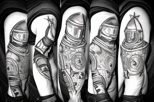 Spartan in the universe with space helmet tattoo idea
