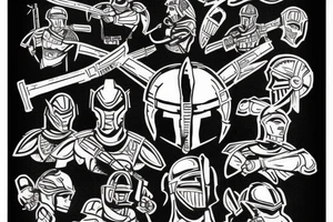 Spartan battle field with modern gun tattoo idea