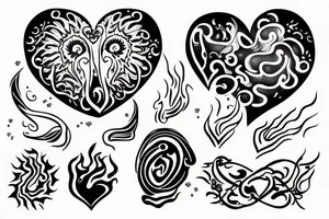 heart with flame tattoo idea