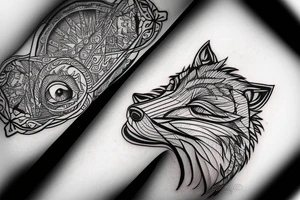 FINE LINE, INK STYLE, MICRO REALISM, WOLF, EYE, GEOMETRIC, SACRED SYMBOL tattoo idea