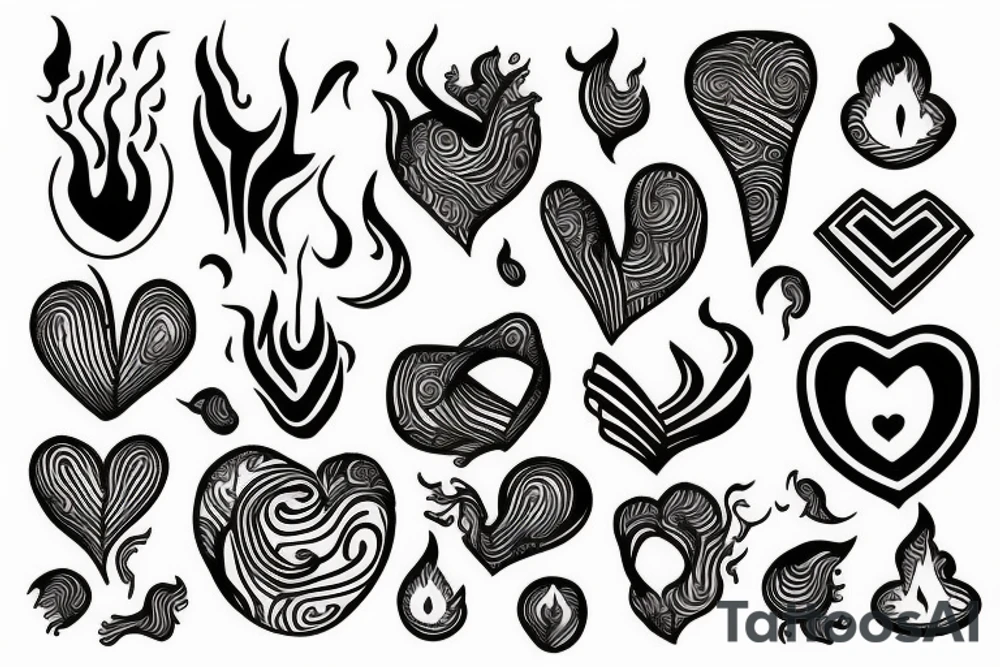 heart with flame tattoo idea