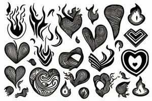 heart with flame tattoo idea