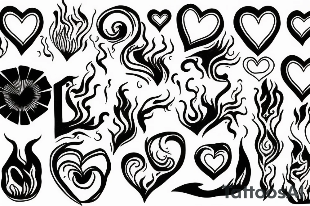 heart with flame tattoo idea