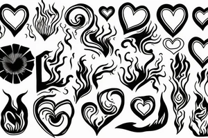 heart with flame tattoo idea
