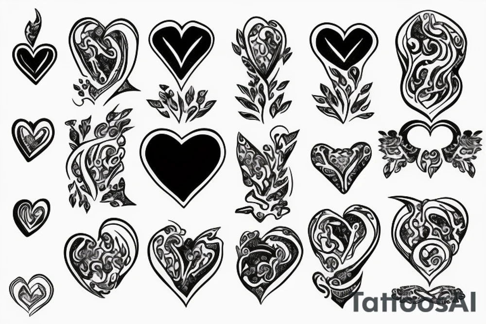 heart with flame tattoo idea