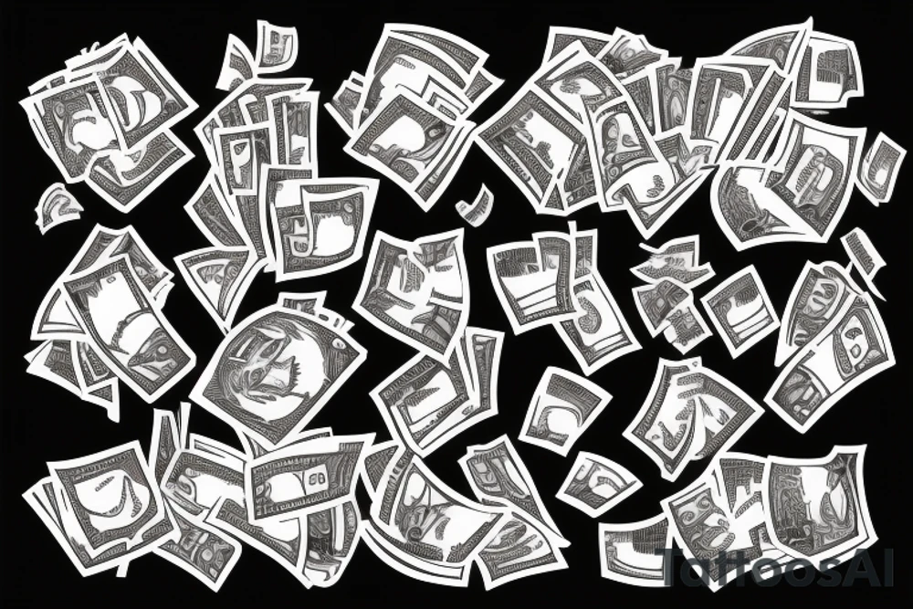 A man teared apart inside a tornado of money tattoo idea