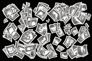 A man teared apart inside a tornado of money tattoo idea