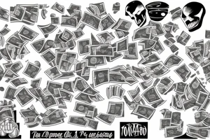 A man teared apart inside a tornado of money tattoo idea