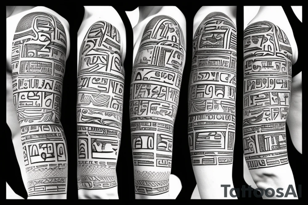 Half arm, surf, ancient egypt factor tattoo idea