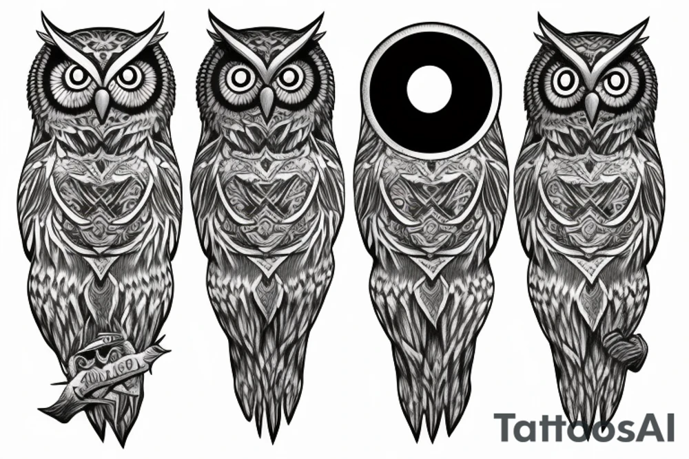 Owls and moon tattoo idea