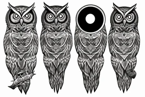 Owls and moon tattoo idea